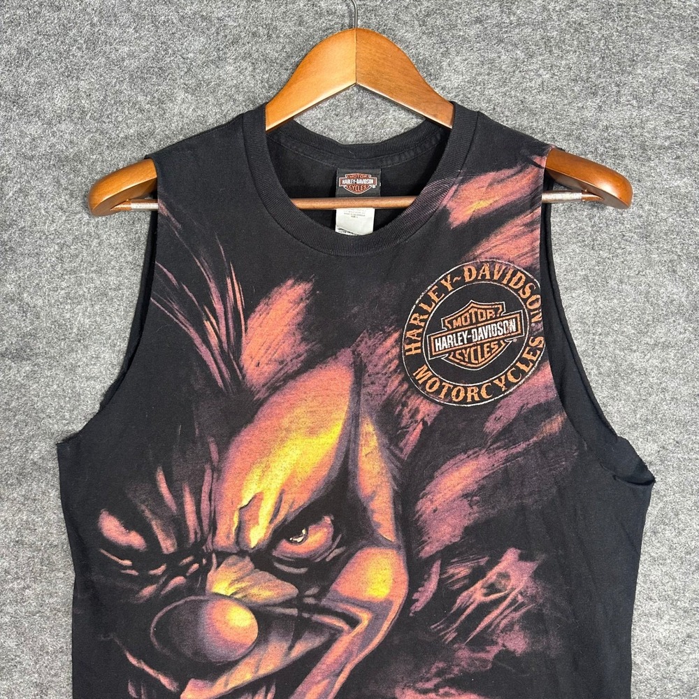 Harley Davidson Joker Clown Shirt St Paul Mens Black‎ Cut Sleeve Tank Top Large - Picture 12 of 14